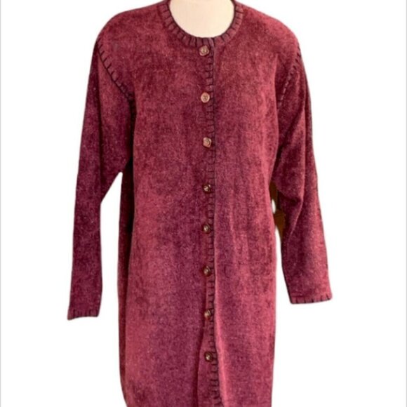 Roman Originals Longline Soft Cardigan Sweater Womens Sz L/XL Burgundy #252A - Picture 2 of 9